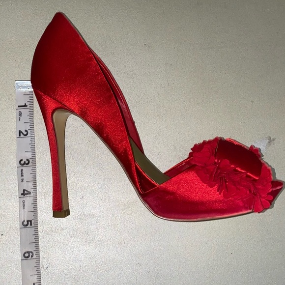 New red open toe D’Orsay stiletto heels - Picture 9 of 9